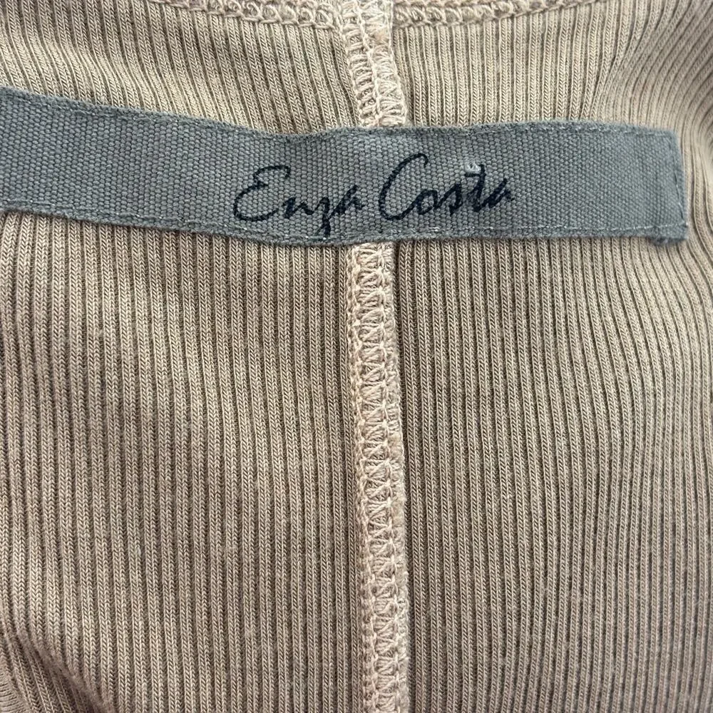 Enza Costa Sand Tan Ribbed U Neck Long Sleeve Top - Picture 10 of 10
